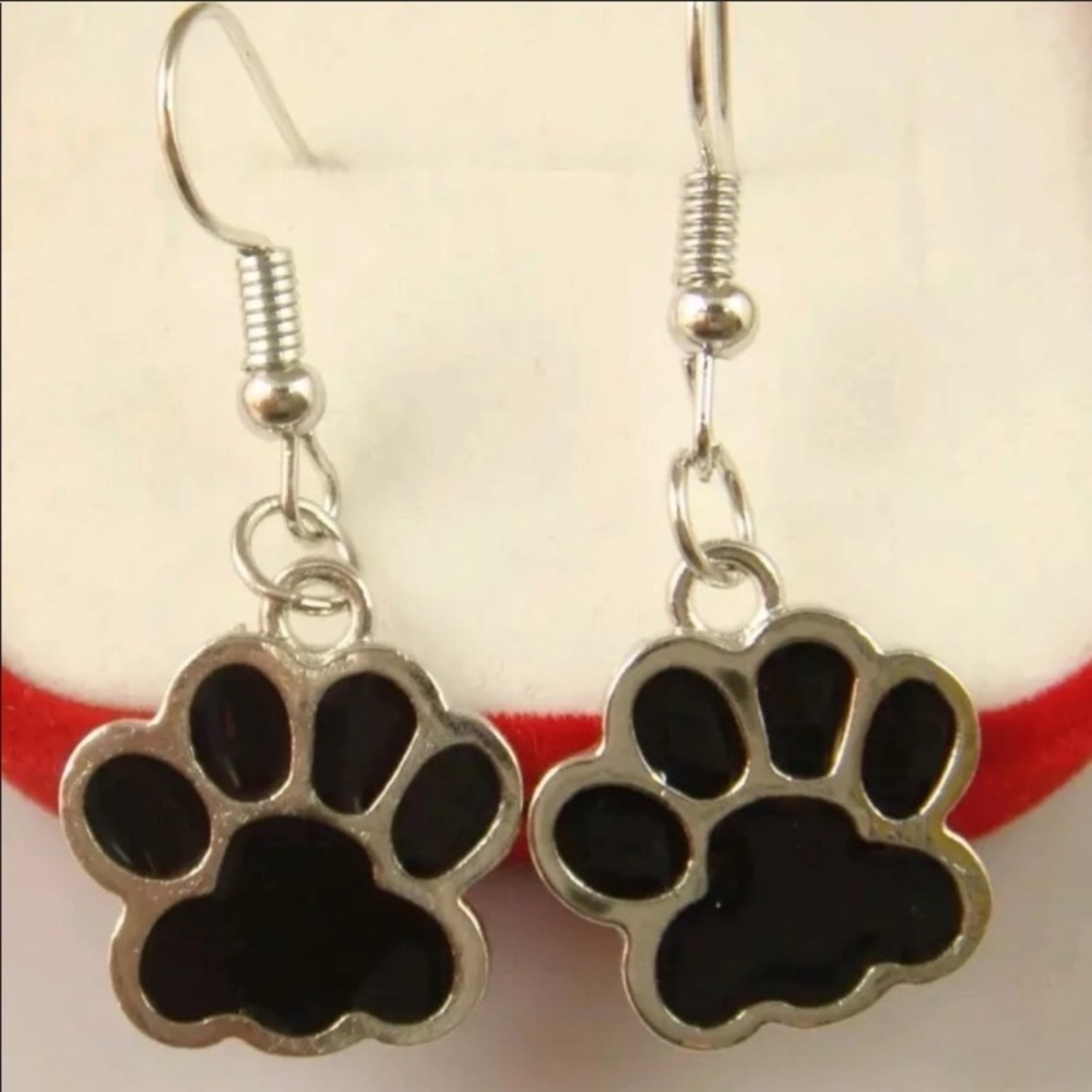 New Puppy Kitty Paws Silver Earrings 925